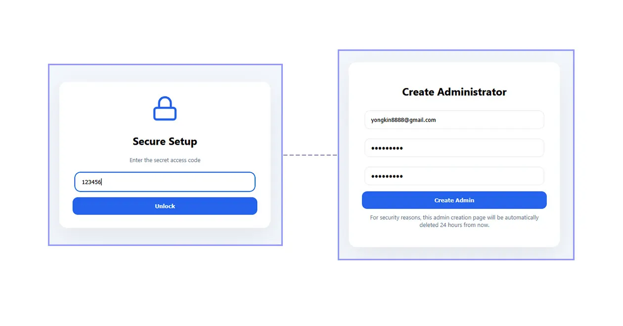 Admin setup email code